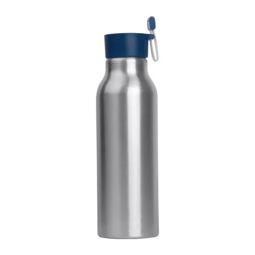 Szilikon fedelű fém ivópalack, 600 ml (ø 6,5 × 21,8 cm, Kék)
