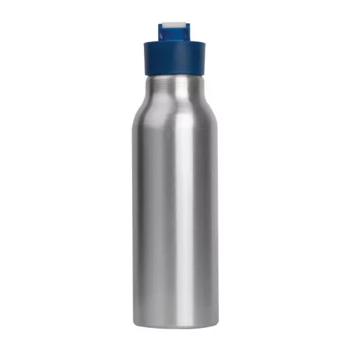 Szilikon fedelű fém ivópalack, 600 ml (ø 6,5 × 21,8 cm, Kék)