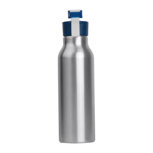 Szilikon fedelű fém ivópalack, 600 ml (ø 6,5 × 21,8 cm, Kék)