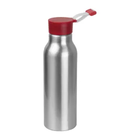   Szilikon fedelű fém ivópalack, 600 ml (ø 6,5 × 21,8 cm, Piros)