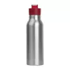 Szilikon fedelű fém ivópalack, 600 ml (ø 6,5 × 21,8 cm, Piros)