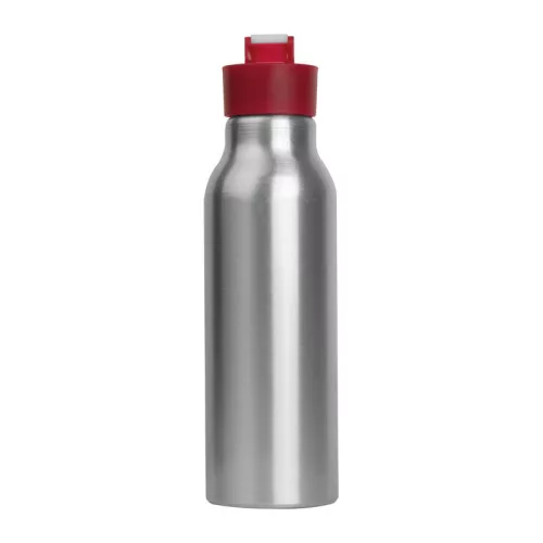 Szilikon fedelű fém ivópalack, 600 ml (ø 6,5 × 21,8 cm, Piros)