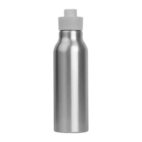 Szilikon fedelű fém ivópalack, 600 ml (ø 6,5 × 21,8 cm, Szürke)
