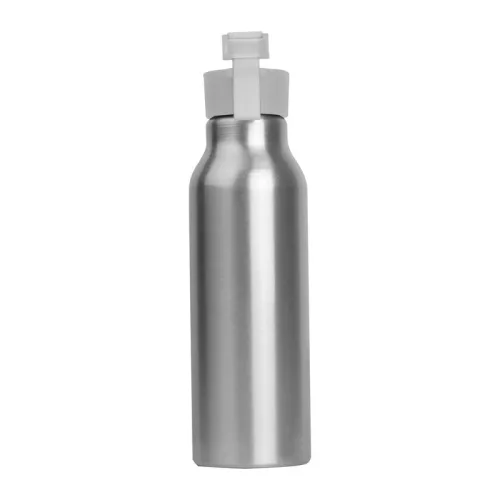 Szilikon fedelű fém ivópalack, 600 ml (ø 6,5 × 21,8 cm, Szürke)