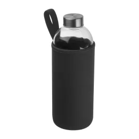   Üveg ivópalack neoprén tokban, 1000 ml (ø 8,5 × 24,5 cm, Fekete)