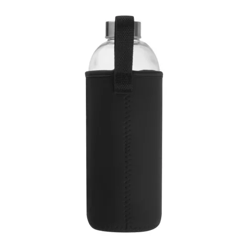 Üveg ivópalack neoprén tokban, 1000 ml (ø 8,5 × 24,5 cm, Fekete)