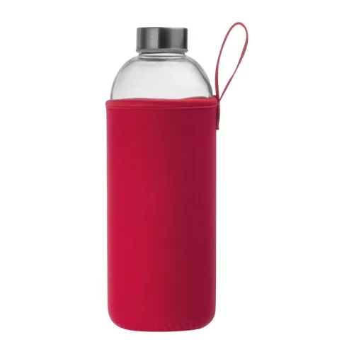 Üveg ivópalack neoprén tokban, 1000 ml (ø 8,5 × 24,5 cm, Piros)