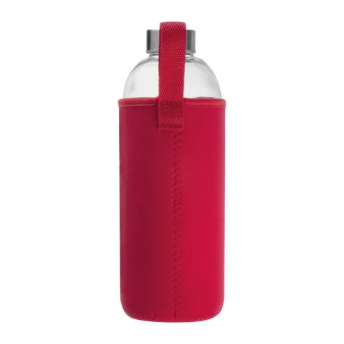 Üveg ivópalack neoprén tokban, 1000 ml (ø 8,5 × 24,5 cm, Piros)