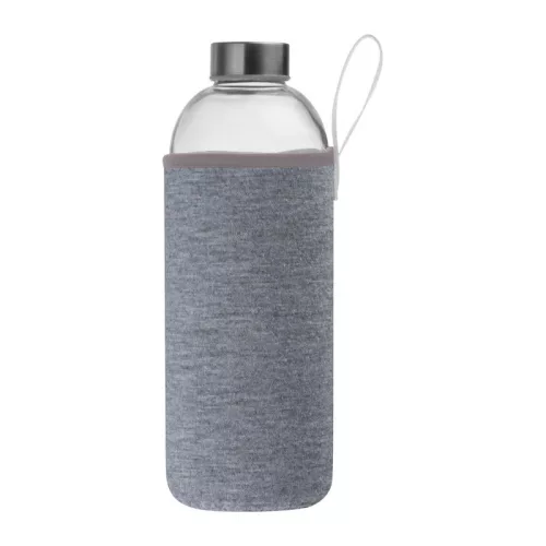 Üveg ivópalack neoprén tokban, 1000 ml (ø 8,5 × 24,5 cm, Szürke)