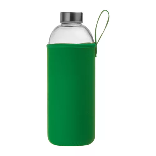 Üveg ivópalack neoprén tokban, 1000 ml (ø 8,5 × 24,5 cm, Zöld)