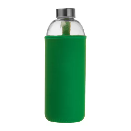 Üveg ivópalack neoprén tokban, 1000 ml (ø 8,5 × 24,5 cm, Zöld)