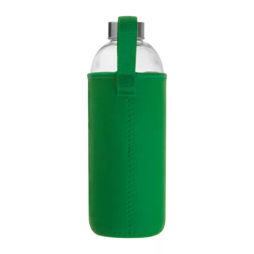 Üveg ivópalack neoprén tokban, 1000 ml (ø 8,5 × 24,5 cm, Zöld)