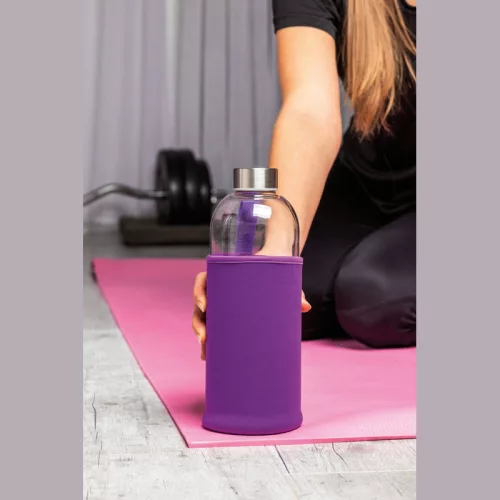 Üveg ivópalack neoprén tokban, 1000 ml (ø 8,5 × 24,5 cm, Lila)