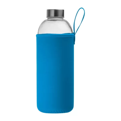 Üveg ivópalack neoprén tokban, 1000 ml (ø 8,5 × 24,5 cm, Világos Kék)
