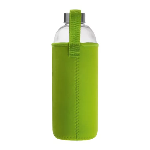Üveg ivópalack neoprén tokban, 1000 ml (ø 8,5 × 24,5 cm, Világos Zöld)