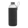 Üveg ivópalack neoprén tokban, 1000 ml (ø 8,5 x 24,5 cm, Sötétszürke)