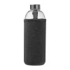 Üveg ivópalack neoprén tokban, 1000 ml (ø 8,5 x 24,5 cm, Sötétszürke)
