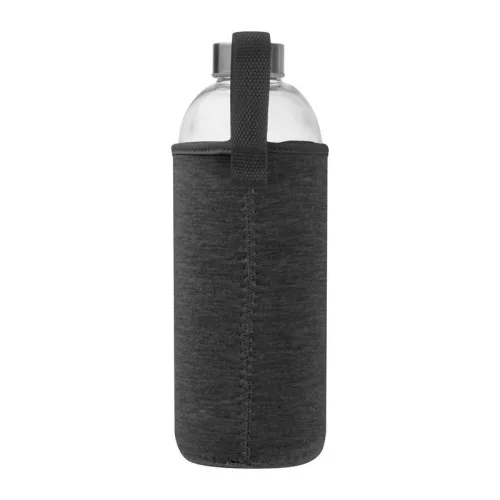 Üveg ivópalack neoprén tokban, 1000 ml (ø 8,5 x 24,5 cm, Sötétszürke)