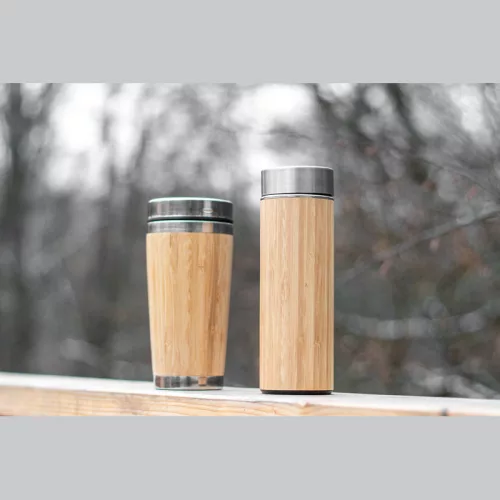 Bambusz termosz és bögre szett, 400+350 ml