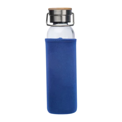 Üveg ivópalack neoprén tokban, 600 ml (ø 7 x 24,5 cm, Kék)