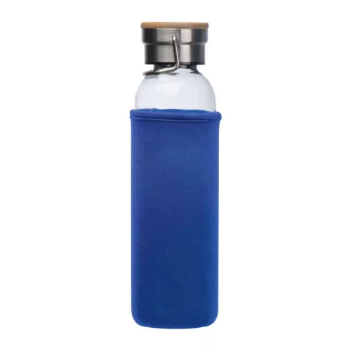 Üveg ivópalack neoprén tokban, 600 ml (ø 7 x 24,5 cm, Kék)