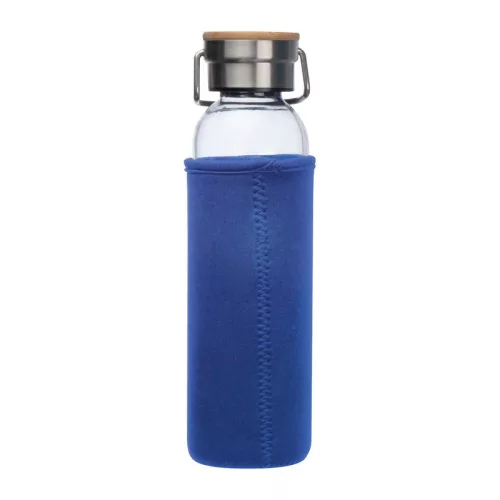 Üveg ivópalack neoprén tokban, 600 ml (ø 7 x 24,5 cm, Kék)