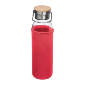   Üveg ivópalack neoprén tokban, 600 ml (ø 7 x 24,5 cm, Piros)