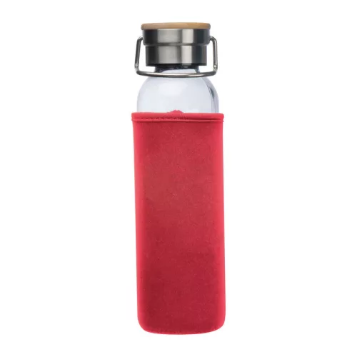 Üveg ivópalack neoprén tokban, 600 ml (ø 7 x 24,5 cm, Piros)