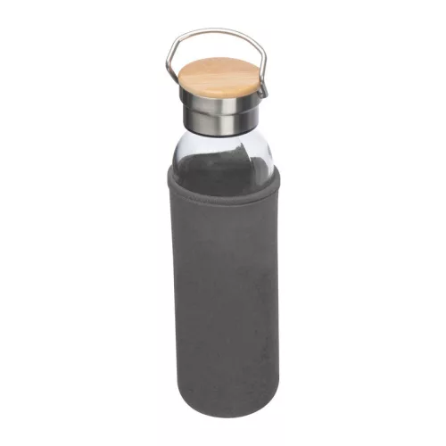 Üveg ivópalack neoprén tokban, 600 ml (ø 7 x 24,5 cm, Szürke)