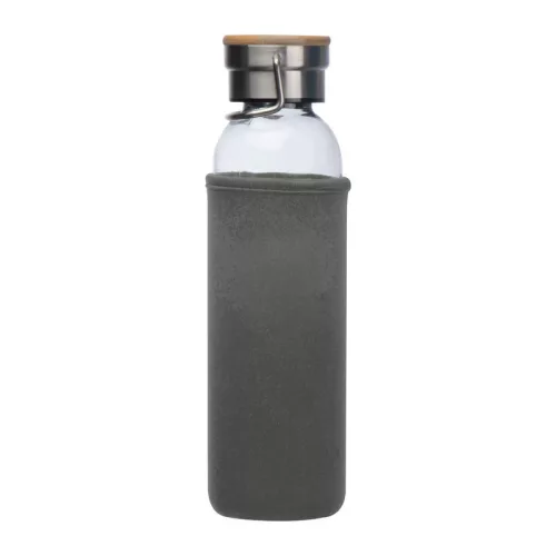 Üveg ivópalack neoprén tokban, 600 ml (ø 7 x 24,5 cm, Szürke)