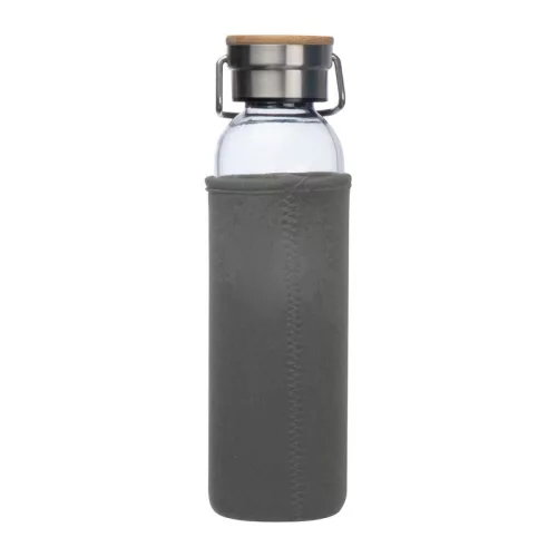 Üveg ivópalack neoprén tokban, 600 ml (ø 7 x 24,5 cm, Szürke)