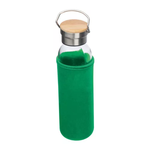 Üveg ivópalack neoprén tokban, 600 ml (ø 7 x 24,5 cm, Zöld)