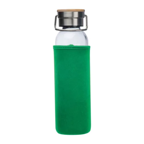 Üveg ivópalack neoprén tokban, 600 ml (ø 7 x 24,5 cm, Zöld)