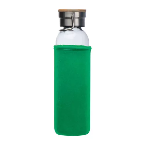 Üveg ivópalack neoprén tokban, 600 ml (ø 7 x 24,5 cm, Zöld)