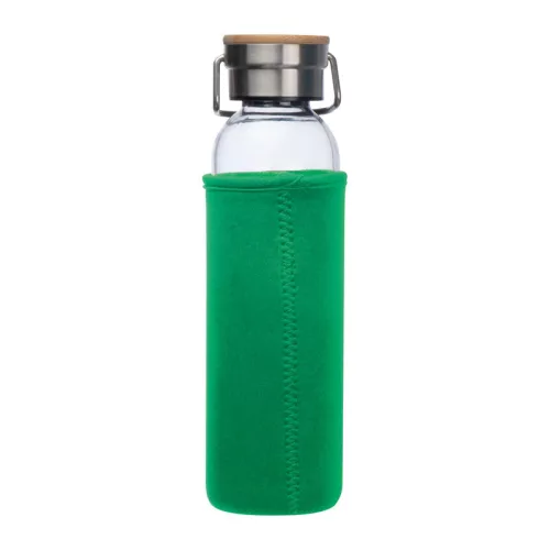 Üveg ivópalack neoprén tokban, 600 ml (ø 7 x 24,5 cm, Zöld)