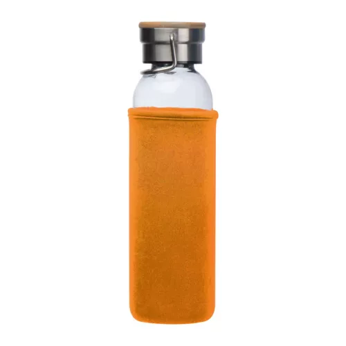 Üveg ivópalack neoprén tokban, 600 ml (ø 7 x 24,5 cm, Narancssárga)