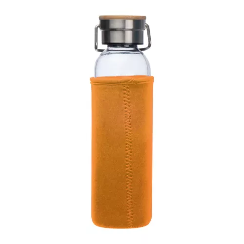 Üveg ivópalack neoprén tokban, 600 ml (ø 7 x 24,5 cm, Narancssárga)