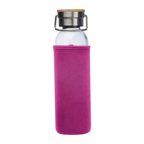 Üveg ivópalack neoprén tokban, 600 ml (ø 7 x 24,5 cm, Rózsaszín)