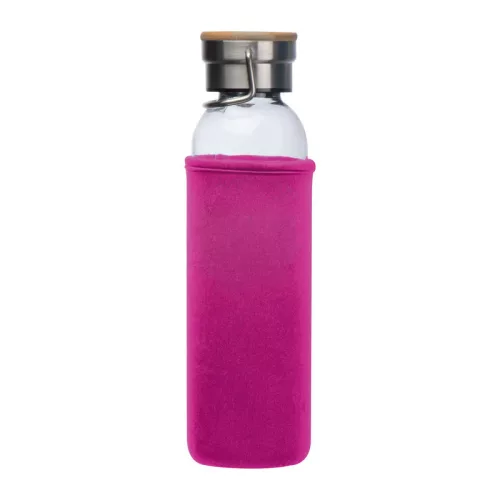 Üveg ivópalack neoprén tokban, 600 ml (ø 7 x 24,5 cm, Rózsaszín)