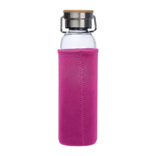 Üveg ivópalack neoprén tokban, 600 ml (ø 7 x 24,5 cm, Rózsaszín)