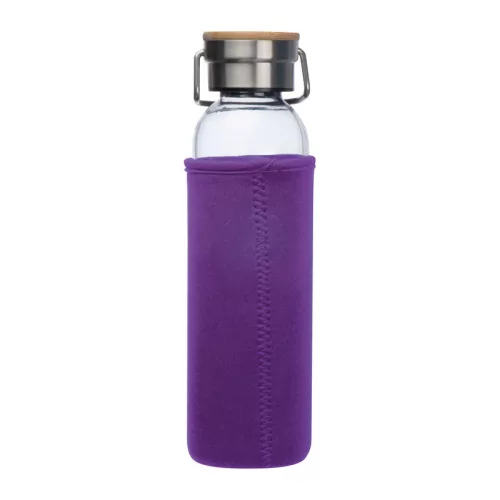Üveg ivópalack neoprén tokban, 600 ml (ø 7 x 24,5 cm, Lila)