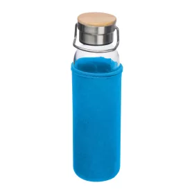   Üveg ivópalack neoprén tokban, 600 ml (ø 7 x 24,5 cm, Világos Kék)