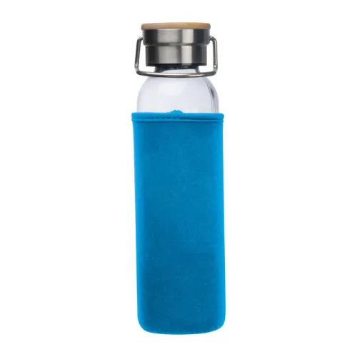 Üveg ivópalack neoprén tokban, 600 ml (ø 7 x 24,5 cm, Világos Kék)