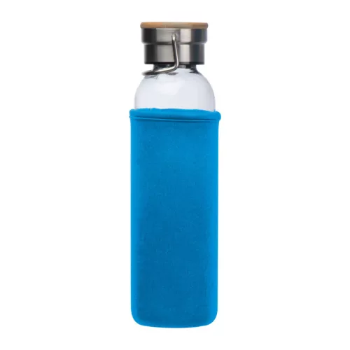 Üveg ivópalack neoprén tokban, 600 ml (ø 7 x 24,5 cm, Világos Kék)