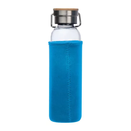 Üveg ivópalack neoprén tokban, 600 ml (ø 7 x 24,5 cm, Világos Kék)