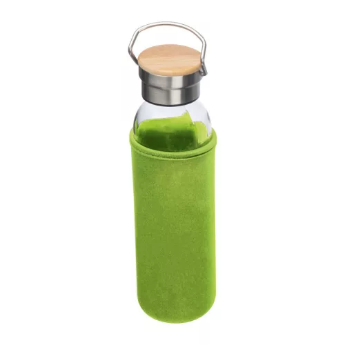 Üveg ivópalack neoprén tokban, 600 ml (ø 7 x 24,5 cm, Világos Zöld)
