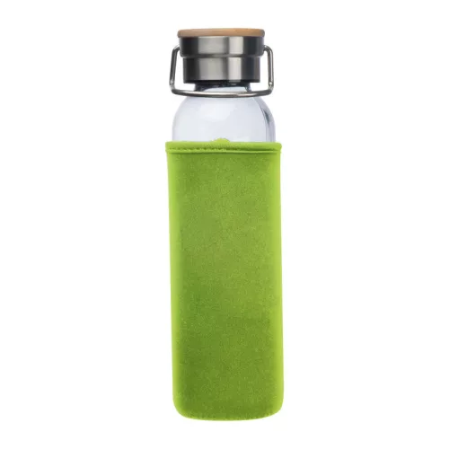 Üveg ivópalack neoprén tokban, 600 ml (ø 7 x 24,5 cm, Világos Zöld)