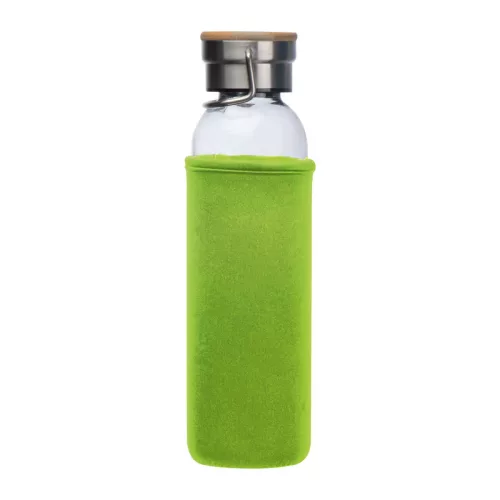 Üveg ivópalack neoprén tokban, 600 ml (ø 7 x 24,5 cm, Világos Zöld)