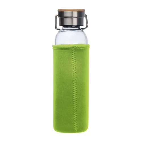 Üveg ivópalack neoprén tokban, 600 ml (ø 7 x 24,5 cm, Világos Zöld)