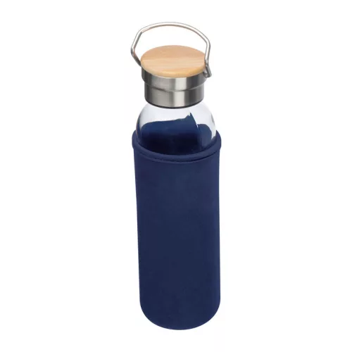 Üveg ivópalack neoprén tokban, 600 ml (ø 7 x 24,5 cm, Sötétkék)